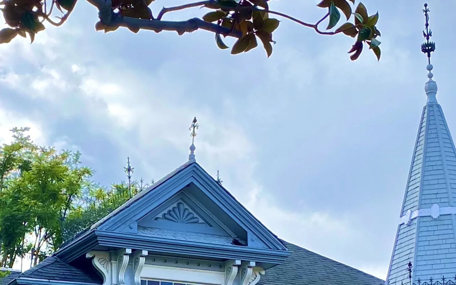 The Sherman Stevens House, a Victorian Queen Anne style residence with ornate details, built in 1887 in Tustin's historic downtown
